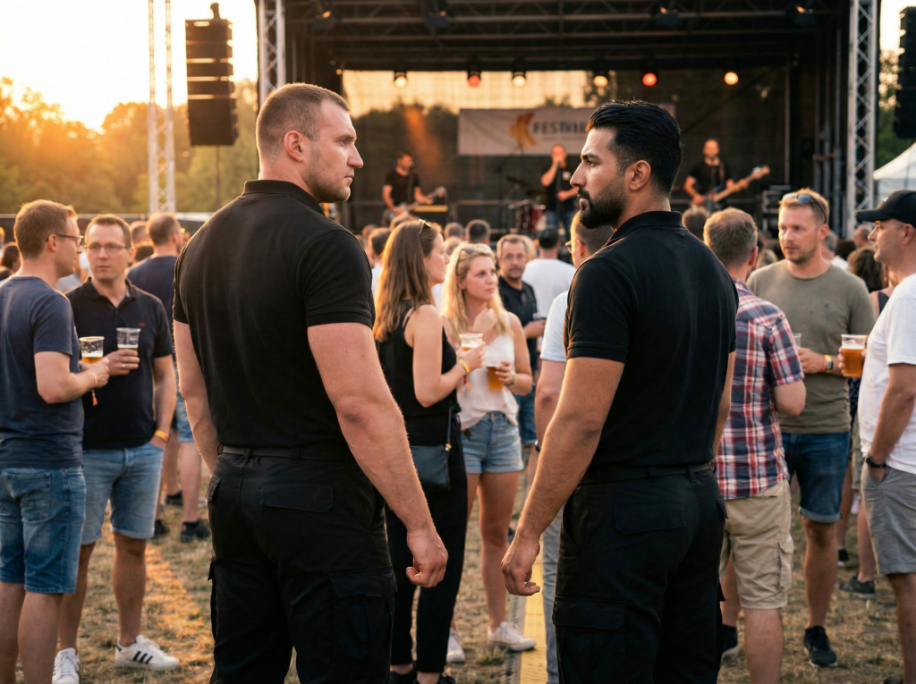 Veranstaltungsschutz firefly geminiflash remove all text and logos from the uniform of the security guards 188330